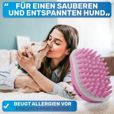 Гумовий щітка-щітка для короткошерстих собак та котів BluePet з масажним ефектом. Видаляє відмерле підшерстя, пил та бруд. Ідеальна для миття та масажу з шампунем. (М'який рожевий)