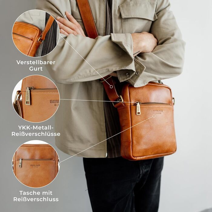 Чоловіча сумка через плече Berliner Bags Tom з натуральної шкіри, чоловіча сумка-кросбоді
