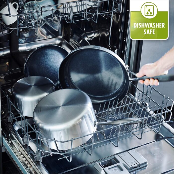 Набір сковорідок GreenPan Venice Pro Noir 26см та 30см, нержавіюча сталь, антипригарне покриття Ceramic, чорний, без PFAS, для індукції, можна мити в посудомийній машині, термостійкий, срібний