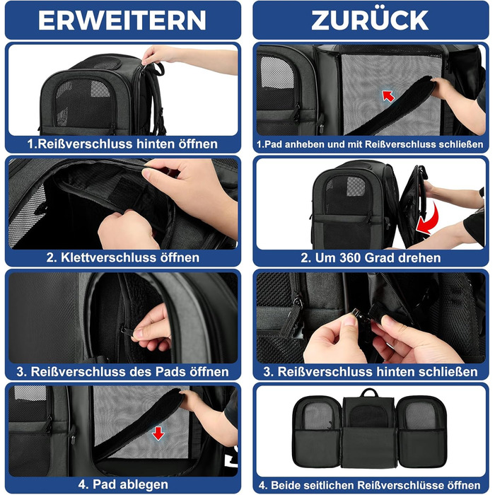 Рюкзак для собак та котів Apollo Walker - зручний та дихаючий, для подорожей та активного відпочинку (2-15 кг, чорний)