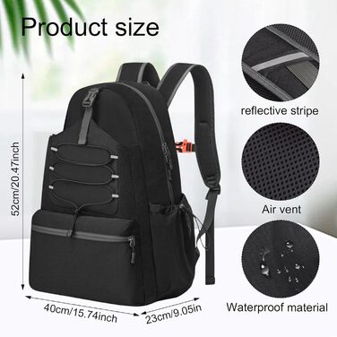 Lunaanda Tennis Backpack - Tactical Tennis Bag with Shoe Compartment & Racket Protection - Large Pickleball Bag Holds 4 Rackets