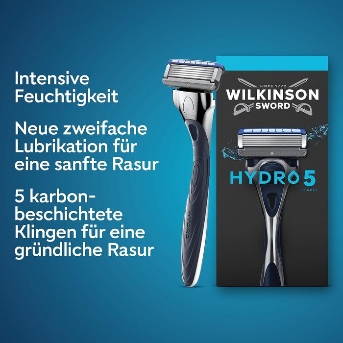 Смінні касети для чоловічої бритви Wilkinson Sword Hydro 5, з карбоновим покриттям та зволожуванням шкіри, 8 шт