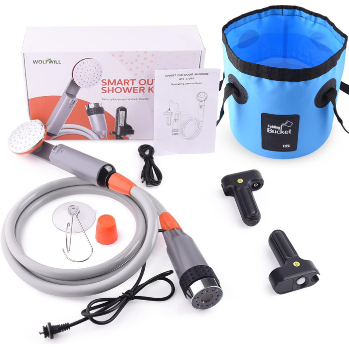 Portable Outdoor Camping Shower with Battery-Powered Pump for Garden, Beach