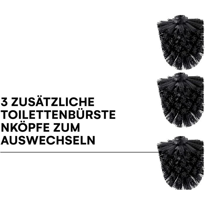 Набір для ванної кімнати WC-Garnitur з тримачем для туалетного паперу, без свердління, з нержавіючої сталі, скляний підстав, 32x20x70 см, чорний