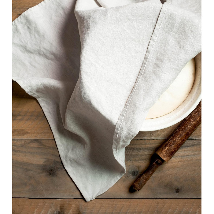 LK PureLife Kitchen Towels, 100% pure linen, 50.8 x 68.9 cm, stone-washed linen, extra soft, quick-drying, for dishcloths, dish towels, hand towels, 2-pack, natural