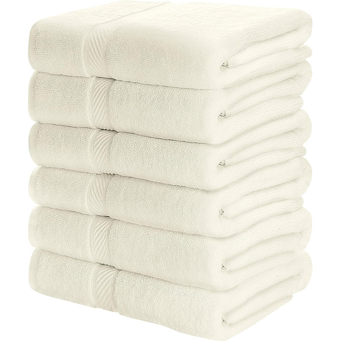 Набір рушників Utopia Towels 6 шт, 100% бавовна, 61x122 см, преміум-якість, високопоглинаючі, для готелю, спа та ванної, кремові