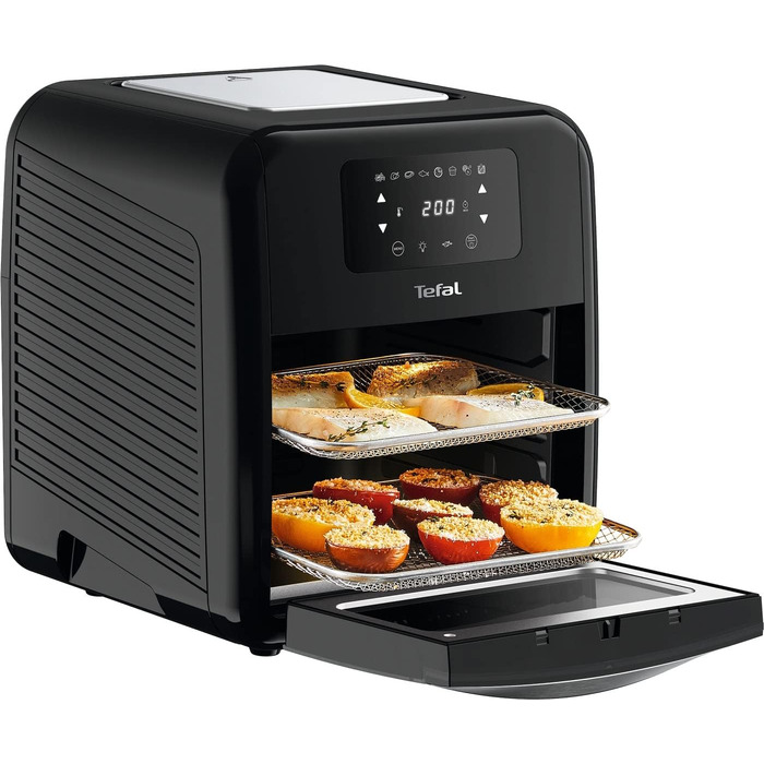 Аерофритюрниця Tefal Easy Fry Oven & Grill 9-в-1, 11 л, 6 порцій, 7 аксесуарів, 8 програм, онлайн-рецепти, без масла, швидка, енергоощадна, чорна