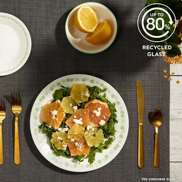 Corelle Vitrelle Набір посуду зі скла на 6 осіб (18 предметів), тришаровий, стійкий до сколів та тріщин, зелений колір