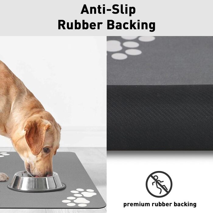 Килимок для тварин, супер вбираючий, для собак та котів, з неслизьким гумовим дном, швидковисихаючий, пральний, 40 x 60 см, 2 пари слідів лап, колір: світло-сірий