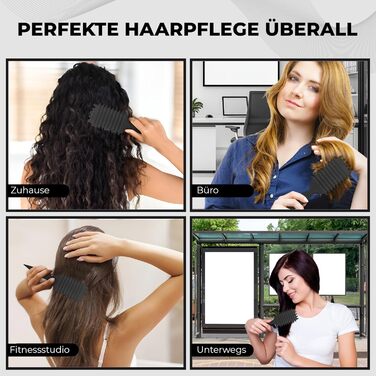 Щітка для волосся Lockenbürste Premium - для кучерявого волосся, біо-щітка з щетиною дикого кабана, оригінальна 3-в-1 для створення локонів (чорна)