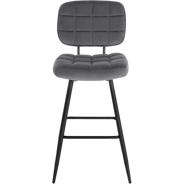 EUGAD Velvet & Metal Bar Stools 2-Pack - Padded Kitchen Counter Stools with Footrest & Backrest - Dark Gray