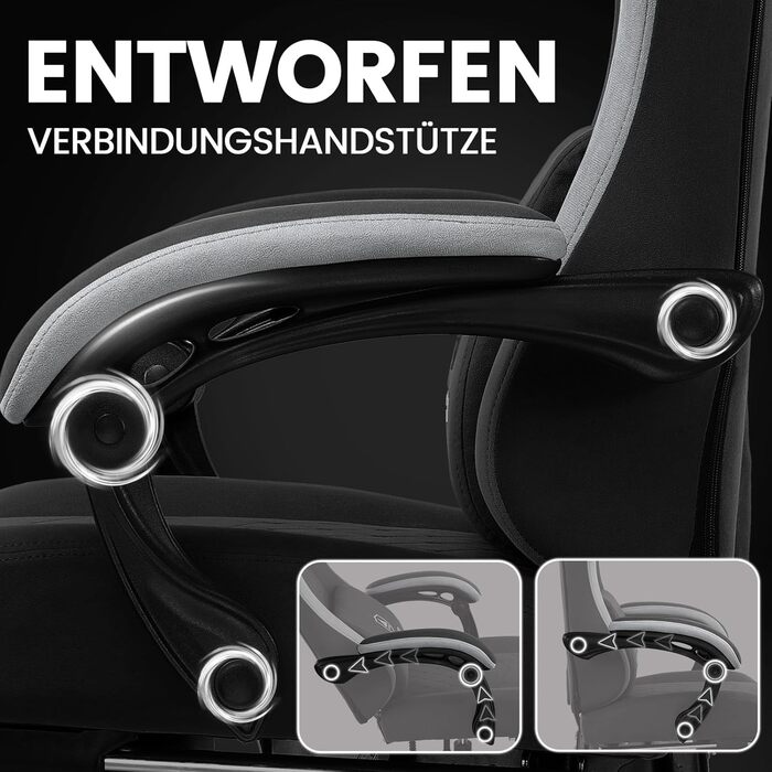 Ігровий крісло GTPLAYER з ергономічним дизайном, підлокітниками, що з'єднуються, та підставкою для ніг (чорний)