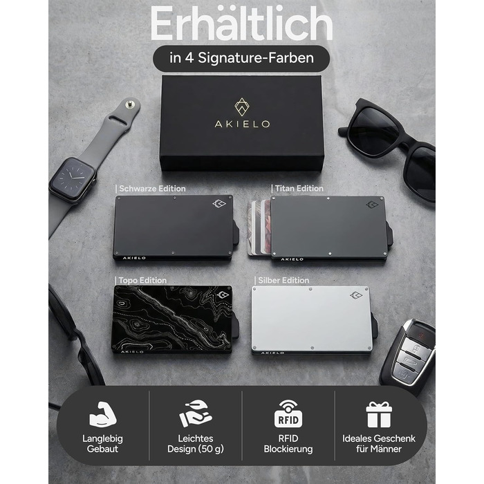 Кластинка для карток з RFID захистом та подарунковою коробкою – Мінімалістичний гаманець для чоловіків – Компактний картхолдер з безконтактним захистом (Alpha Collection) 07. Topo Edition