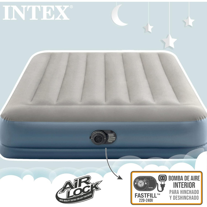 Надувний матрац Intex Dura-Beam Standard, 203 x 152 x 30 см, California King, кольоровий