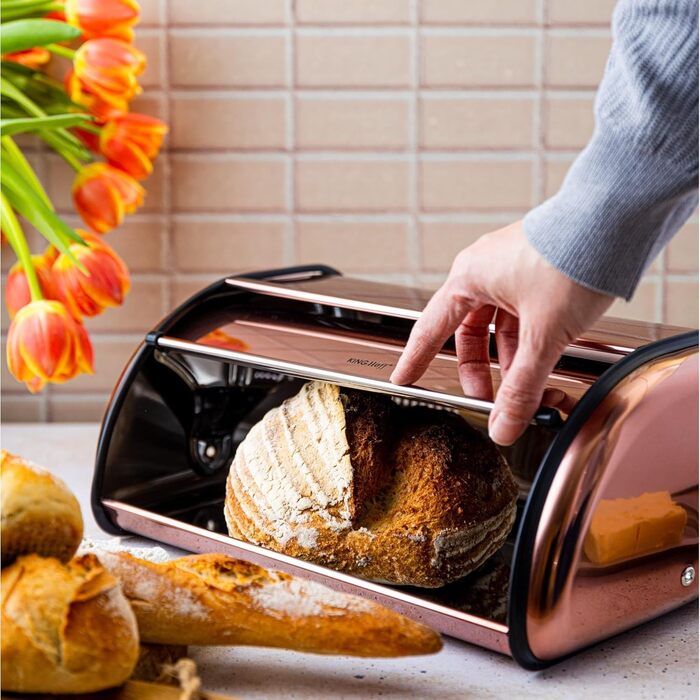 KING HOFF Металева ланчбокс для хліба (чорна, рожеве золото)