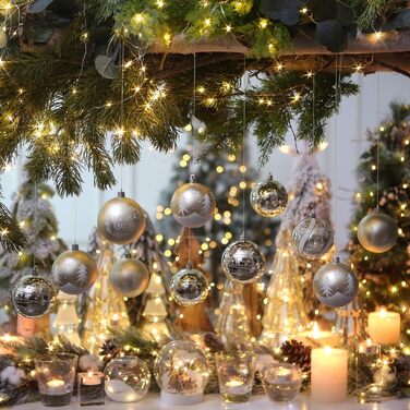 Декоративна куля на ялинку Sea Team з малюнком та блискучими прикрасами, набір (60 мм, 80 мм)