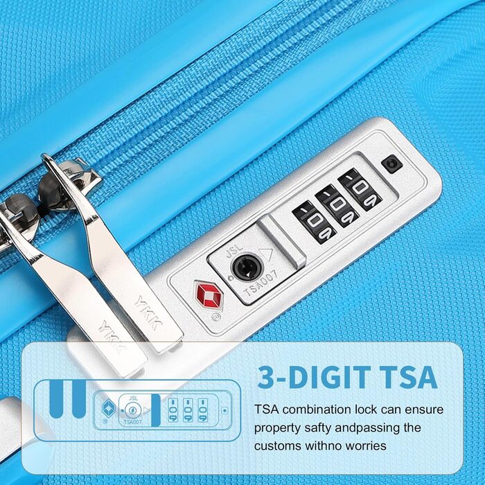 Чохол валіза British Traveller Hartschalenkoffer Groß, 74.5 x 49 x 30.5 см, ABS + PC, TSA-замок, 4 колеса, для подорожей та бізнесу (Світло-блакитний, L)