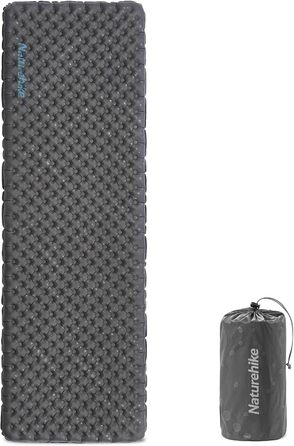 Каремат туристичний Naturehike Thermal 3.5R, самонадувний, 4 сезони, -6°C, з надувною сумкою, військовий зелений, прямокутний, XL/L