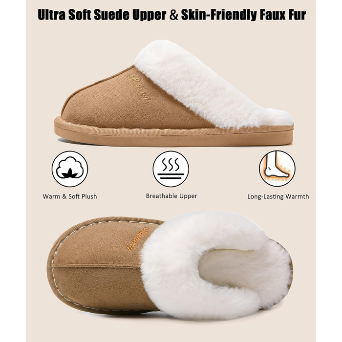 Домашні тапочки жіночі та чоловічі зимові теплі з синтетичного хутра, ламіно, штучного хутра, плюшу, пуху, м'які, нековзні, пантолетти для дому та вулиці, 38.5/40 EU, світло-коричневі