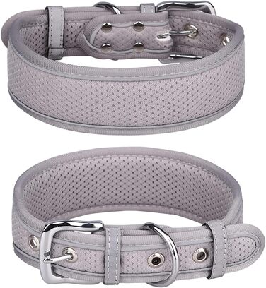 Великий нашийник для собак, сітка, дихаючий, м'яко оббитий, світловідбиваючий, для середніх та великих собак (зелений). L, сірий