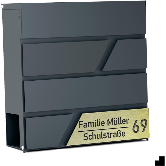 Поштовий ящик для газет Anthrazit з іменним шильдиком Julia Standard - настінний, порошкове покриття RAL 7016, 37x37 см