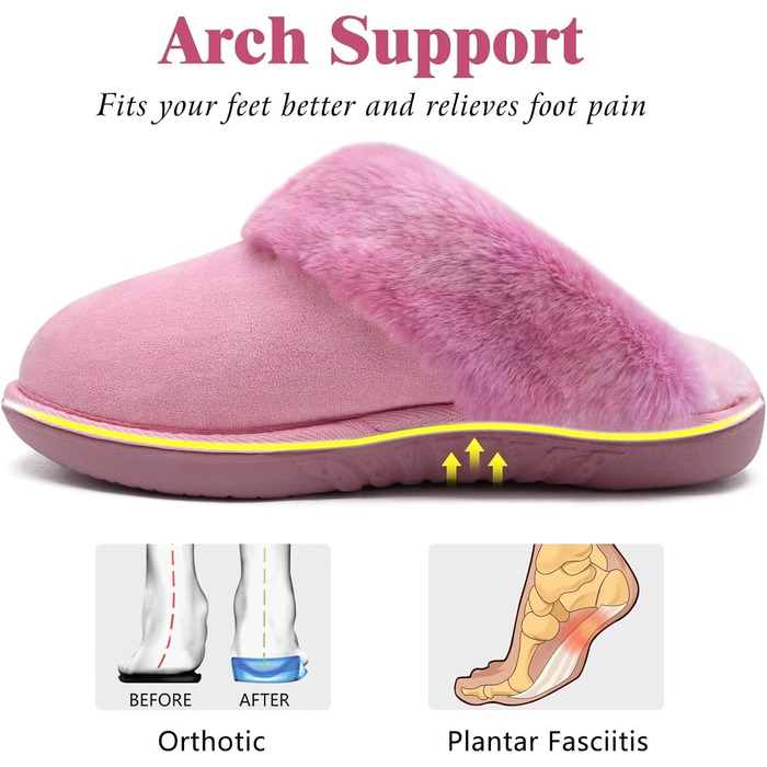 Жіночі домашні тапочки Jiajiale: теплі, пухнасті сліпони для зими з м'якою устілкою та зносостійкою гумовою підошвою. Рожевий, 37 EU