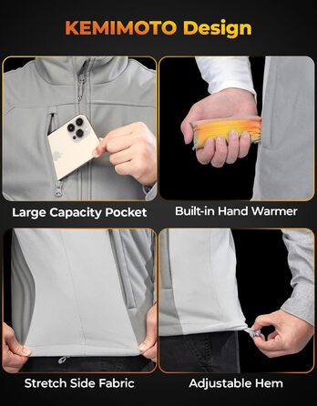 Обогреваемая жилетка KEMIMOTO для мужчин и женщин с USB-аккумулятором 10000mAh, 5 зон обогрева, для катания на лыжах, рыбалки, мотоцикла, активного отдыха, серый, XL