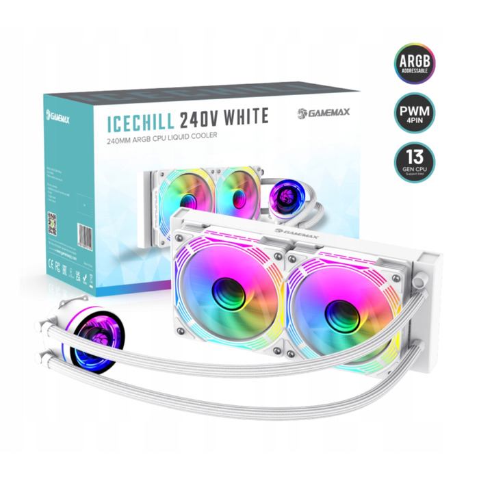 Система рідинного охолодження процесора GameMax IceChill 240V, Білий