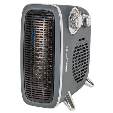 Тепловий вентилятор Russell Hobbs Retro RHRETHFH1001G, 1800 Вт, з термостатом та 2 режимами нагріву, сірий (до 20 м²)