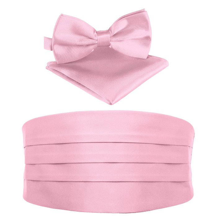 Комплект підтяжок та краватки-метелика з нагрудною хусткою для смокінга, рожевий – 3 шт.