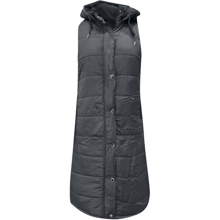 Жіноча тепла куртка з капюшоном, легка та тепла, з пуховими рукавами, для активного відпочинку, довга модель, великі розміри, пухова куртка (M, Темно-сірий)