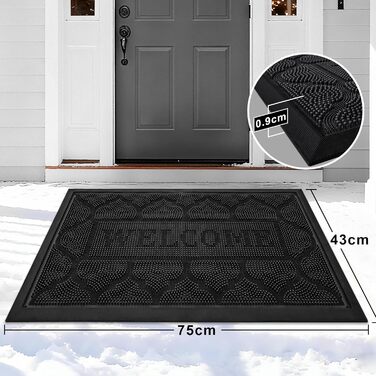 Килимок для дому та вулиці Alishomtll 43x75 см - водонепроникний, неслизький, миючий