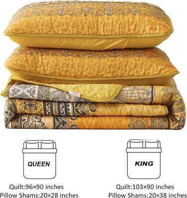 Steppdecke Bohémsкий стиль, King Size, 261.6 x 228.6 см, жовто-помаранчевий, 3 шт.