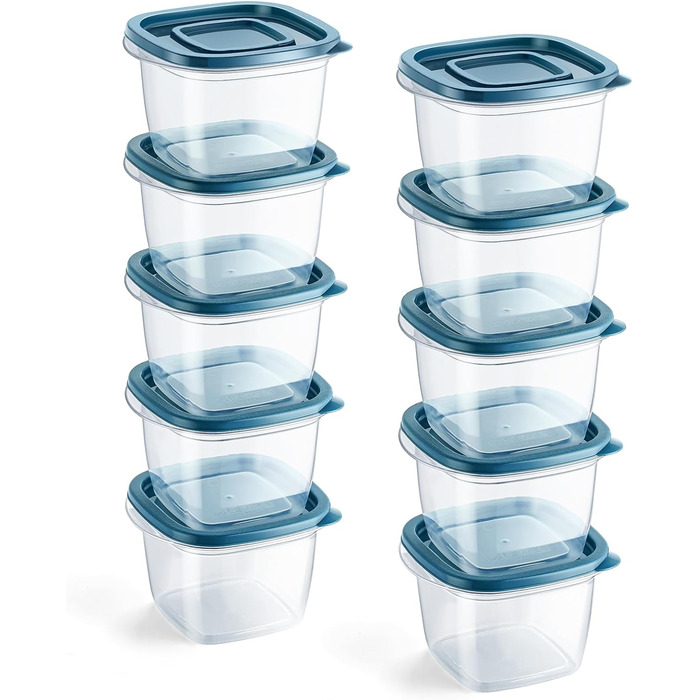 Контейнери для їжі EFISH 20 шт. з кришкою, прямокутні, пластикові, 500 мл, для школи, роботи, подорожей