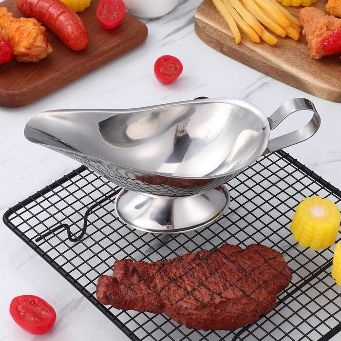ULTECHNOVO Sauce Bowl for Sauces, 284 ml, Stainless Steel, Sauce Boat, Sauces, Milk Pitcher, Sauce Container for Warming Sauces, Salad, Dressings, Serving Bowls