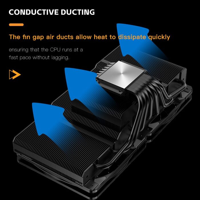 Кулер для CPU TZMRIT KF200 з 2 тепловими трубами, RGB LED, чорний, 9 см, 2200 RPM, для LGA115X/1200/17XX/1366, FM1/FM2/AM2/AM3/AM4/AM5