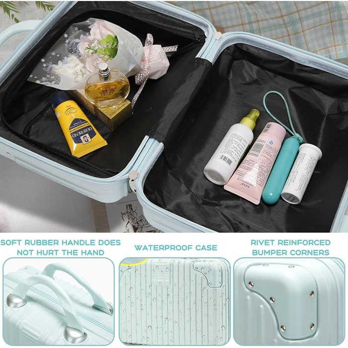 Waterproof Cosmetic Case Makeup Bag Lightweight Carry-on Beauty Case with Handle and Zipper, Women's Wear-resistant Hard Shell Toiletry Bag for Travel Excursion