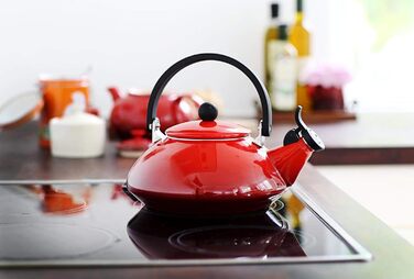Le Creuset Zen Kettle, Capacity: 1.6 l, Enamelled Steel, Cherry Red, 92009600060000