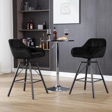 WOLTU 2-Piece Velvet Bar Stool Set with Backrest - Swivel, Padded, Metal Frame - Bistro & Counter Height Stools