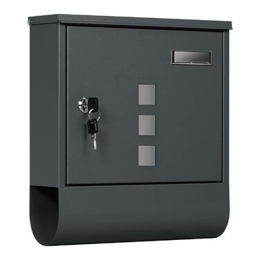 Поштовий ящик WOLTU з газетницею та вікном для імені, замиканий, 2 ключі, антрацит, 30.5x33.5x9 см