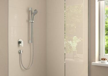 Hansgrohe Vernis Blend Shower Set, water-saving showerhead with shower hose and shower rail 0.65m, handheld shower with 2 spray modes, Chrome (2 spray modes)