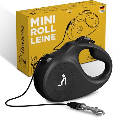 Рулетка для котів та маленьких собак Tierhood 5 метрів, чорна