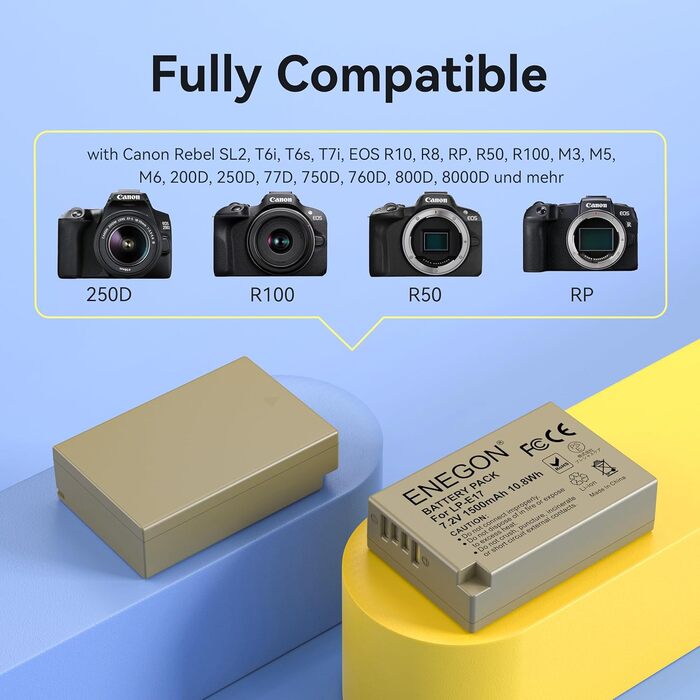 Зарядний пристрій ENEGON LP-E17 20W Dual з 2x акумуляторами 1500mAh для Canon EOS R10, R8, RP, R50, R100 та інших моделей