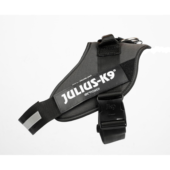 Шлейка для собак IDC Powergeschirr S - відбиваюча, з лого, регульована, дихаюча, для малих, середніх та великих собак (2TON (Black-Gray), XL/2)