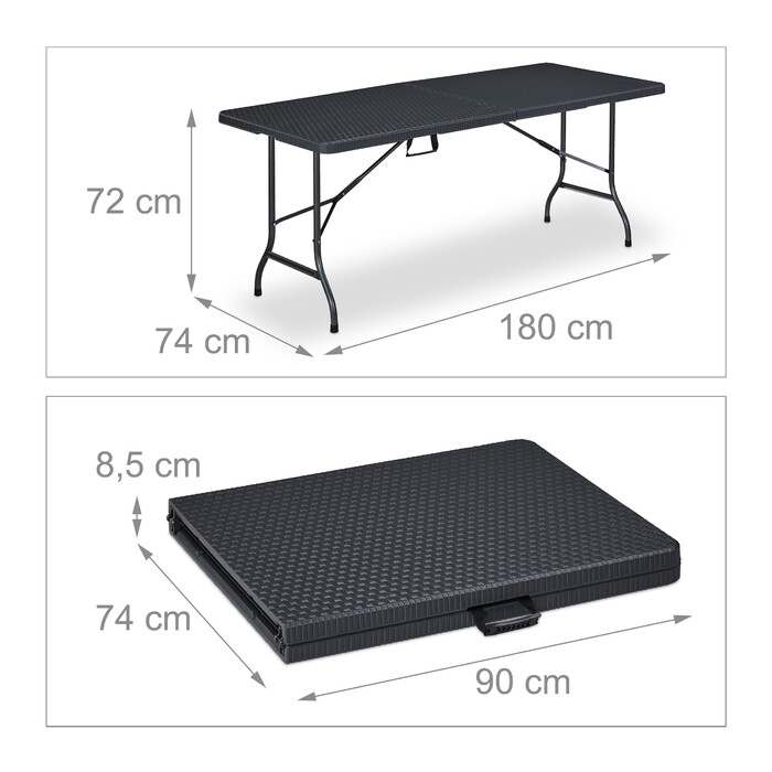 Relaxdays Garden Table with Black Rattan Look