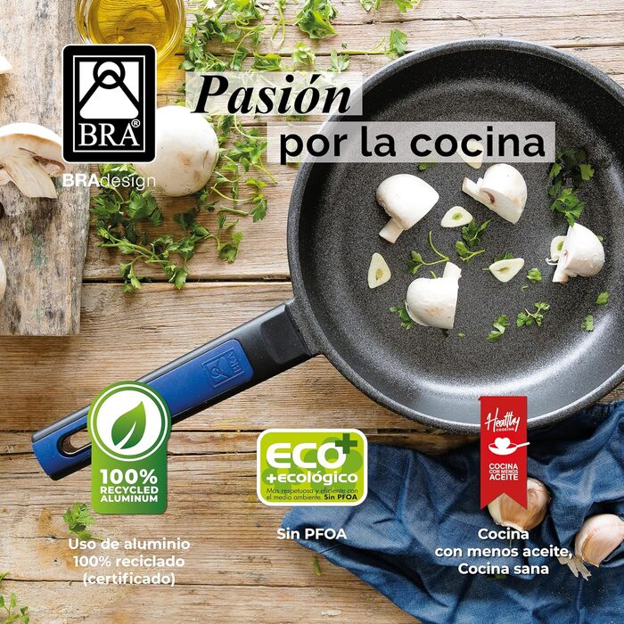 BRA Advanced | Set of 3 non-stick frying pans made of cast aluminum, 20|24|28 cm, PFOA-free, reinforced, excellent performance and scratch resistance, suitable for induction. Frying Pan Set (20-24-28 cm)