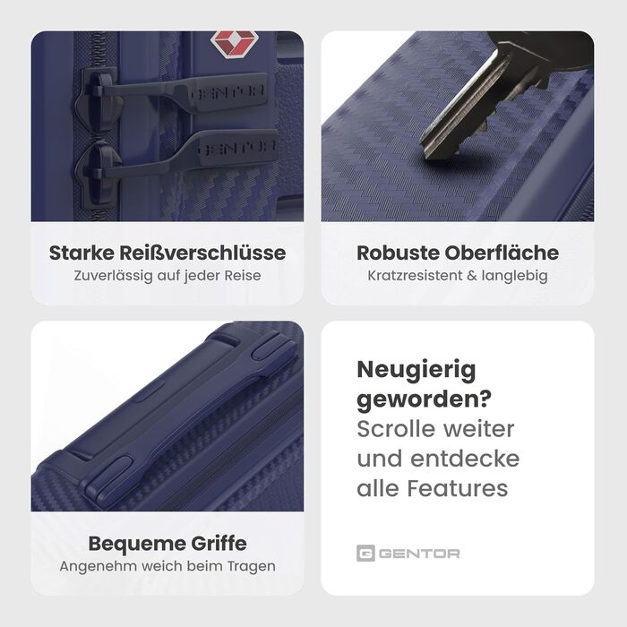 Набір валіз GENTOR (3 шт) Navy Blue: M/L/XL, 64x44x24 см, TSA, жорсткий корпус