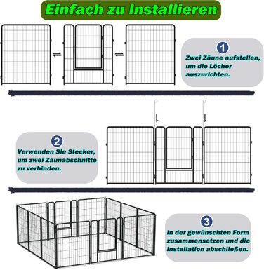 Кія для собак, вольєр для цуценят, металевий вольєр 65x80 см, чорний, для собак, котів, кроликів
