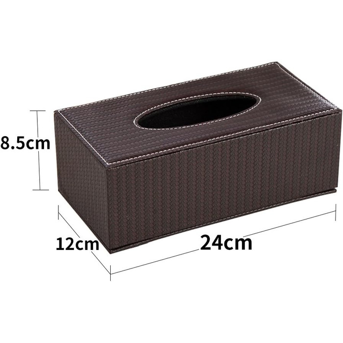 Тримач для серветок з шкіри, стильний та міцний, для дому, офісу та автомобіля. Тримач для тканинних серветок, прямокутний, ретро-дизайн (колір: темно-коричневий з смугами)