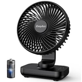 Портативний USB-вентилятор EasyAcc з акумулятором 4000 мАг, настільний зарядний вентилятор на 4 швидкості для офісу, дому та кемпінгу, чорний
